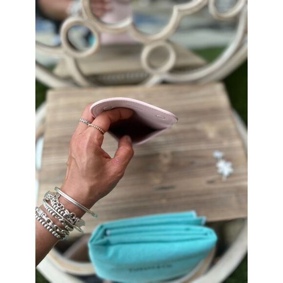 Tiffany & Co.Crystal Pink Taurillon Leather Pouch Clutch Purse Card Holder - Picture 4 of 5